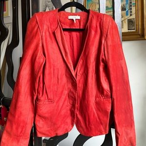 Vintage red Sandro leather jacket, size 3 (international sizing - M/L)